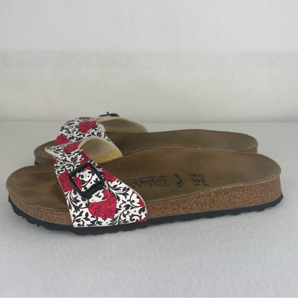 Birki’s Madrid Heart Sandals Women’s EUR 38 US 7-7.5 Black Swirl Red Heart Slide - Picture 3 of 12